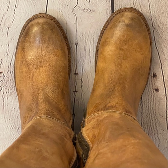 BED|STU "Manchester" Tan Rustic White Tall Boot, Size 8 - Picture 6 of 9